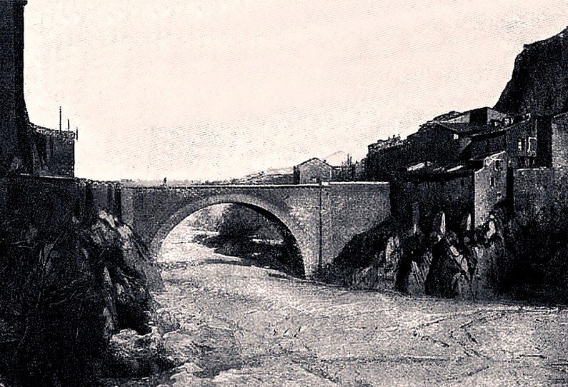 Durance gelée à Sisteron au cours de l'hiver 1907.