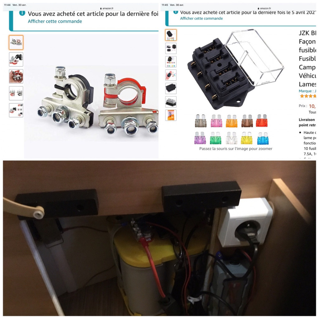 Batterie optima avec chargeur et porte fusible coffre avant gauche